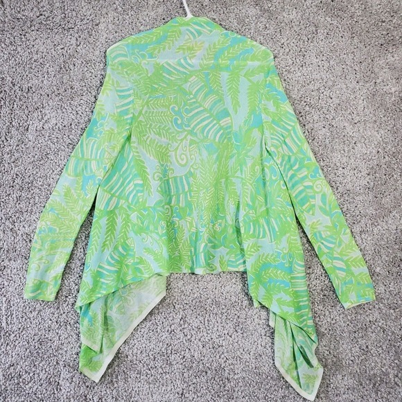 Lilly‎ Pulitzer Cardigan Womens S/M Green Waterfall Coverup Beach Resort READ - Picture 11 of 14